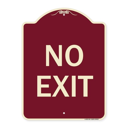 Signmission Designer Series Parking Lot No Exit, Burgundy Heavy-Gauge Aluminum Sign, 18" L, 24" H, BU-1824-23420 A-DES-BU-1824-23420